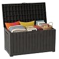 Outdoor Storage Box, 60 Gallon Waterproof Deck Box, Lockable Storage Container, Built-in Reinforcing Metal Rod Outside Resin Bin for Patio, Garden, Poolside and Garage