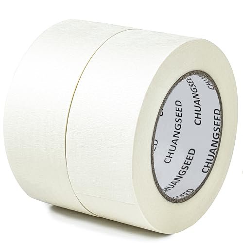 CHUANGSEED White Abdeckband 48mmX50m 2 Rollen, Kreppband für Malerarbeiten und Renovierungen-Leicht Abnehmbar Abklebeband - Malerband Wasserdicht weiß abdeckband lackieren auto