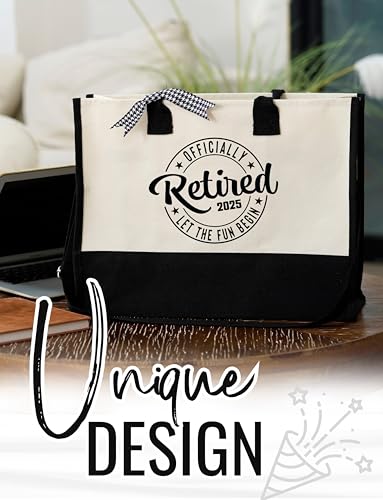 Image of InnoBeta Retirement Gifts, Canvas Tote Bag with Top Zipper Closure and Shoulder Strap for Birthday, Christmas and Every Special Occasion-Badage