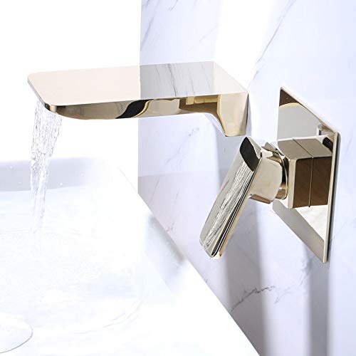 Robinet de lavabo cascade anti-éclaboussures mitigeur double trou doré LT416K
