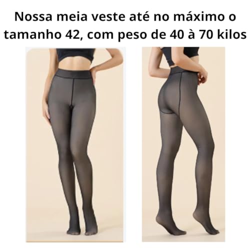 Meia Calça Translucida Térmica Forrada De Pelúcia Super Quente Com Pé Marca Appari