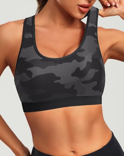 Image of Holipick Women's Sports Bra Bikini Tops Racerback Swim Top Scoop Neck Bathing Suits Top Modest Padded Crop Tops Swimsuit Only