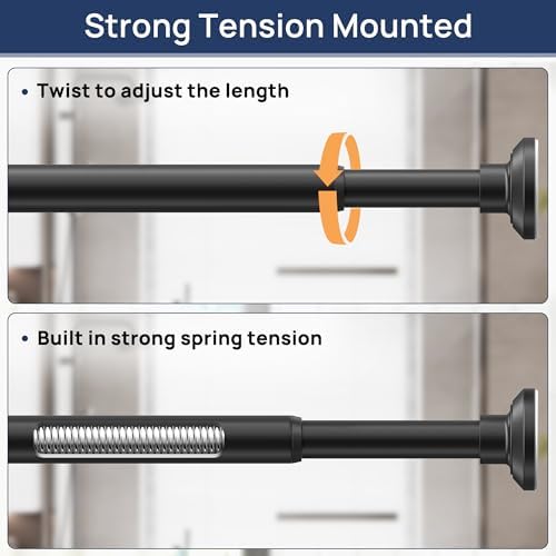 ENJOYBASICS Matte Black Shower Curtain Rod, 30 to 76 Inch, 1 Inch Diameter - 1