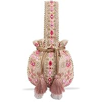 MASQ by Q-One Embellished Silk Potli Bag with Protective Bag, Handbag, Wristlets, Clutch for Women, Girls with Handmade Embroidery, Sequin, Beads Work for Parties, Weddings