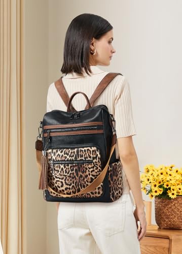 Image of Shrrie Vegan Leather Backpack Purse for Women with Adjustable Shoulder Bag | Water Resistant Fashion Designer Travel Backpack,Convertible Shoulder Bag with Wristlet,College Work