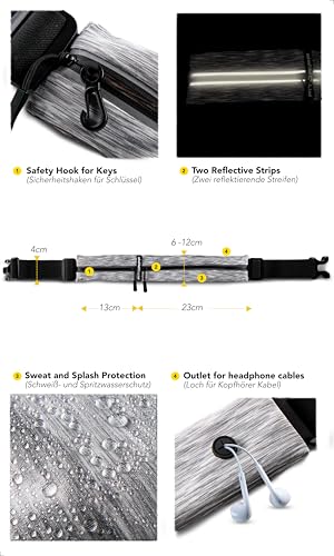 Image of Fitgriff Running Belt for Men & Women - Secure Jogging Pouch for Phone, Keys & Essentials - For All Cell Phones, White, Small - Medium, Slim Fit