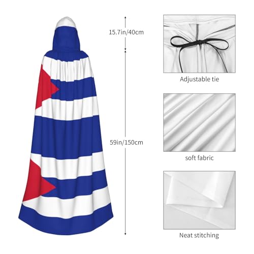 Cape à capuche imprimé drapeau cubain médiéval pour cosplay Halloween