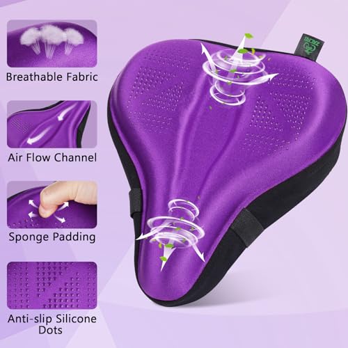 image for Zacro Bike Seat Cover Big Size, Gel Padded Wide Cushion for Bike Saddl