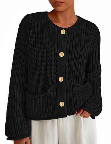 Image of PRETTYGARDEN Cardigan Sweaters for Women 2026 Trendy Oversized Knit Chunky Button Cardigans Fall Winter Outfits with Pockets