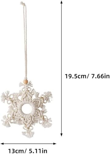 Miniatura 6 de Colgantes de macramé con forma de copo de nieve, cuerda de algodón, colgantes de espejo retrovisor para automóvil, hechos a mano, bohemios, tejidos