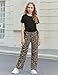 Arshiner Girls Clothing Sets Summer 2 Pieces Outfit Ruched Knot Side Crewneck Shirt Tops and Leopard Wide Leg Pants
