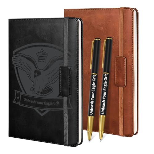 Vebermo 1Pcs Journal Notebook with 2 Pen Set, A5 Lined Leather Hardcover Executive Journals, Suitable for Man Woman Work, Study, Diary & Business, Black