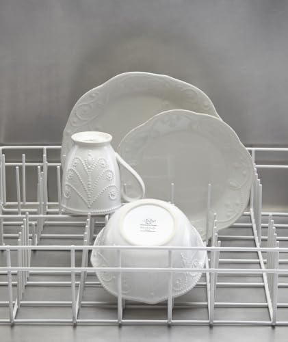 Image of Lenox Dinnerware Set, French Perle White 16-Piece Set, Service For 4, Stoneware Material, Dishwasher Safe, Microwave Safe, Plates, Bowls, Mugs, Plates and Bowls, Dishes (White, 16 Piece)