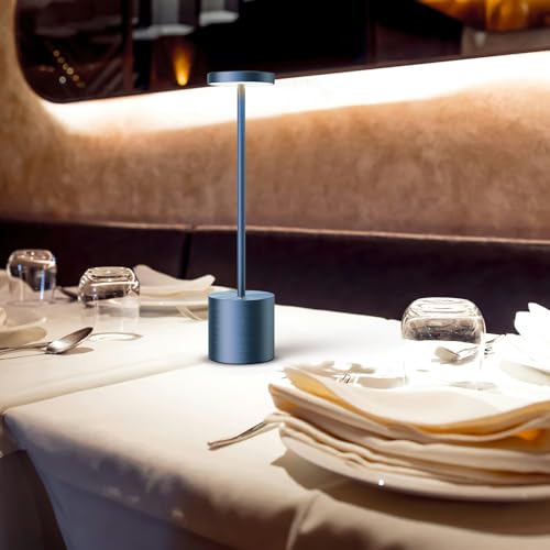 SAKRINGT Cordless Table Lamps Rechargeable,6000mAh Portable Battery Operated LED Table Light for Restaurant Outdoor 2 Pack Blue