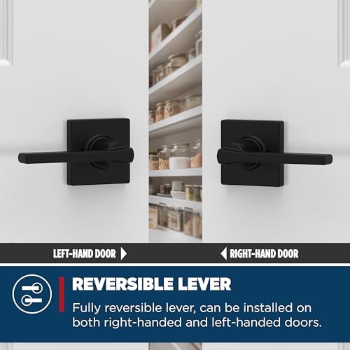 Weiser Casey Matte Black Door Handle, Reversible Half Dummy Lever, Non-turning Interior Door Handles for Wardrobe, Closet Door & French Doors, Cabinet Handle/Cupboard Handles, Modern Home Décor by Weiser - Image 3