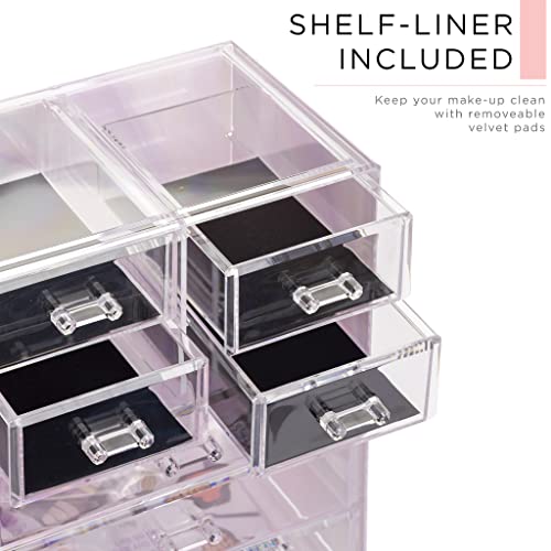 Image of Sorbus Acrylic Makeup Organizer Set, 7-Drawer Vanity & Countertop Cosmetic Storage with Small & Wide Compartments, Tie Dye Makeup Storage for Brushes, Jewelry - Holiday Gift for Women & Teens