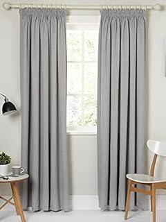 Kinfolk Textile Blackout Thermal Pencil Pleat Tape Top Insulated Pair of Blackout Curtains Including 2 Tiebacks (Grey Silver, 46" x 54")