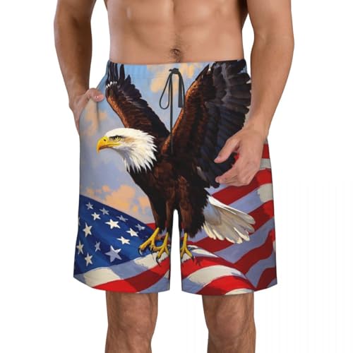 Mens Swim Trunks Men Quick Dry Beach Shorts America Flag Cross Men's Board Shorts Swimwear Bathing Suit with Mesh Lining