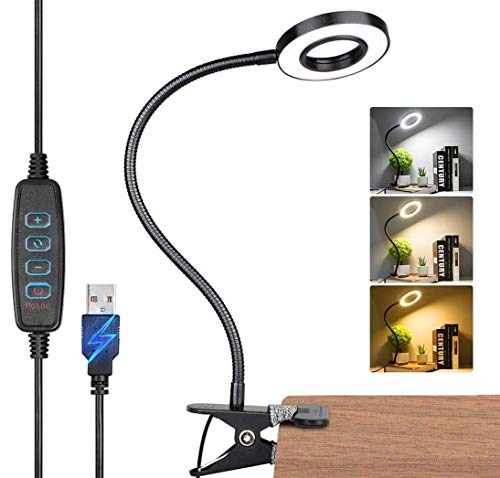 LED Lámpara de Pinza USB Flexos de Pinza LED Luz de Lectura Recargable USB Luz Lectura,Lampara LED Libro Lectura Pinza,USB Lámpara para Libro,360° Flexible USB Lámpara Pinza,para Lectura, Estudio