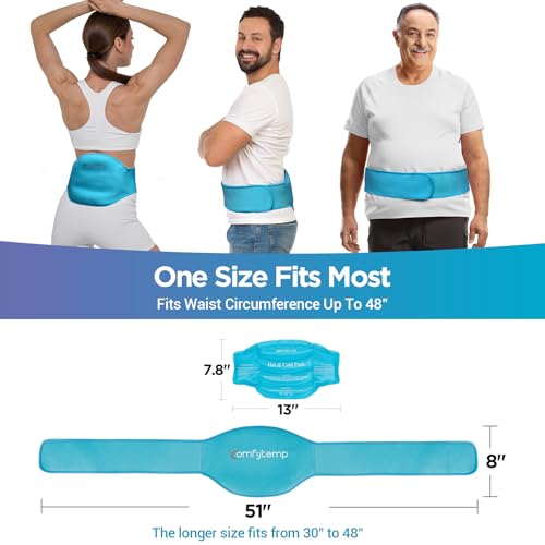 Image of Comfytemp Back Ice Pack for Lower Back Pain Relief Product, Reusable Gel Lumbar Wrap for Sciatica Injury, Hot Cold Compress Brace for Herniated Disc, Waist Surgery Recovery Must Have - Blue