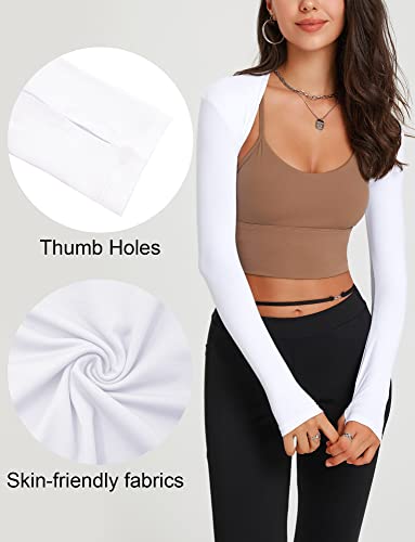 Image of FEOYA Women's Long Sleeve Bolero Open Front Cropped Cardigan Athletic Workout Shrug