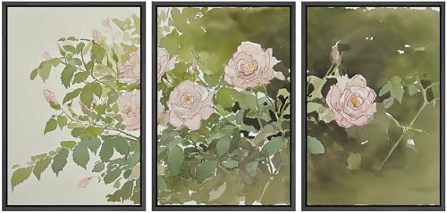 wall26 Framed Print Wall Art Set Blush Pink Rose Garden
