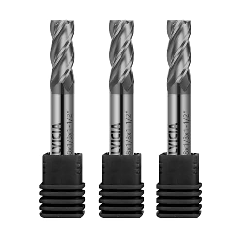 Image of 3PCS 1 /8 inch Carbide Square End Mills Set 4 Flute AlTIN Coated CNC Milling Bits for Alloy Steels, Hardened Steels, Cast Iron