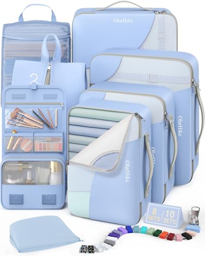 Image of OlarHike 8 Set Packing Cubes for Travel,Gifts for Women Mom,Anti-Tearing Suitcase Organizer,with Over 1000 pcs Mesh Holes,Vacation Essentials & Accessories for Cruise Ship