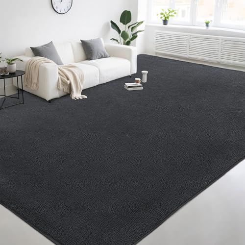 Image of Large Modern Area Rugs for Living Room Bedroom, 5x8 Feet Dark Grey Ultra Soft Thickened Memory-Foam Indoor Rug, Comfy Aesthetic Solid Minimalist Carpets for Girls Boys Nursery Dorm Home Decor