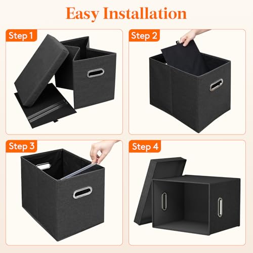 Lifewit A4 File Organiser Box with Lids, Portable Document Storage Box with Plastic Slide, Hanging File Folder Organizer for School Home Office Supplies, Decorative Folders Storage Dark Grey - Cosy Home Interiors Lifewit A4 File Organiser Box with Lids, Portable Document Storage Box with Plastic Slide, Hanging File Folder Organizer for School Home Office Supplies, Decorative Folders Storage Dark Grey - Image 9