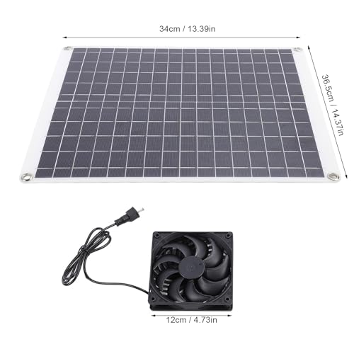 Kit de extractor de aire para panel solar 20W 18V de silicio monocristalino, ventilador dual para circulación de aire en techo y áticos, incluye 2 ventiladores y herrajes de montaje miniatura 4