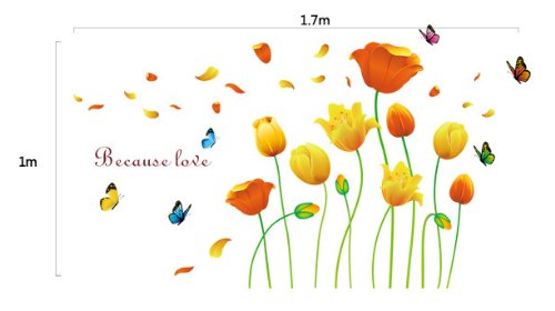 Lntyq Adesivi Murali Con Fiori Da Giardino, Adesivi Murali Con Fiori, Piante E Farfalle Decorazioni Murali Per Camera Da Letto Soggiorno Divano Sfondo Colore 85656544