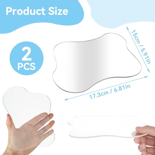 Lot de 2 dessous de verre en acrylique transparent irrégulier, pour bar, boissons, tasses à café, assiettes décoratives transparentes pour bureau, cuisine, bureau, accessoires de pose – Image 3