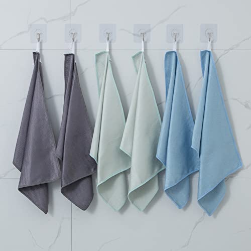 Puomue 8 Pack Microfiber Glass Cleaning Cloth, 12 Inch X 16 Inch, Lint Free Glass Towels For Cleaning Windows, Glasses, Mirrors, And Stainless Steel, Multicolor #TOP5