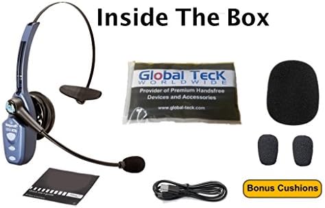 VXi Blueparrott B250-XTS Bluetooth Headset Bundle -203890, Two Microphone Cushions, NFC Enabled, Auricular Inalambrico, For Voice & Video Apps on Mobile Phone (B250-XTS w/ Cushions)