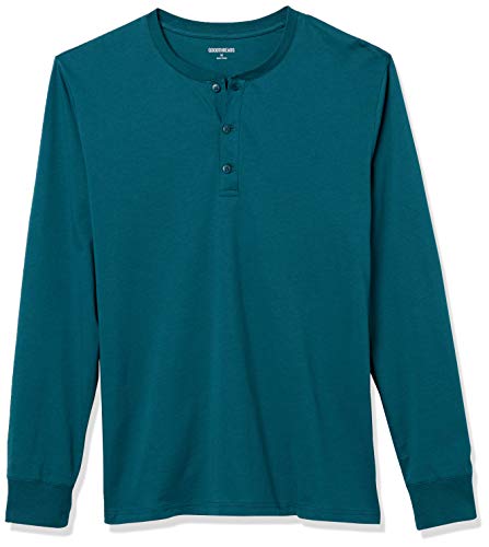 Amazon Brand - Goodthreads Men's Cotton Long-Sleeve Henley, Teal, Medium