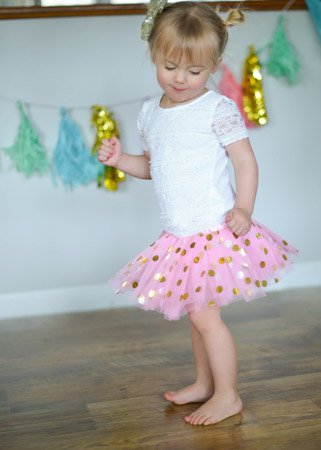 The Hair Bow Company Little Girls Baby & Toddler Gold Polka Dot Tulle Tutu Skirt For 0-2 Years Lt Pink #TOP1