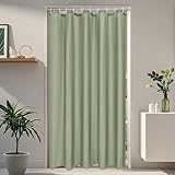 EurCross Duschvorhang 150x200 Wasserdicht Anti-Schimmel Badevorhang für Badezimmer, Schmaler Grün Textil Stoff Waschbar Duschvorhang mit 10 Ringen