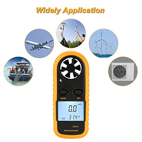 MG SALESS Portable Mini Anemometer Air Wind Speed Gauge Digital LCD CFM/CMM Thermo Anemometer Thermometer Wind Speed Temperature Meter