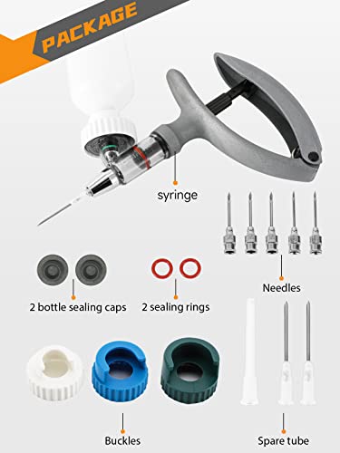Proshine 5Ml Livestock Syringe Plastic Continuous Injector With 7 Needles, Adjustable Precise Cattle Syringe For Goats, Pigs, Poultry #TOP5