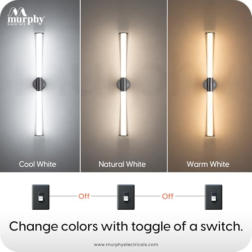 Image of Murphy VELORA 18W LED Mirror Light, 3C Color Changing (CW /WW /NW), Black Gunmetal Finish, Wall Mounted Vanity & Picture Light for Bathroom & Dressing, Modern Indoor Light, 2 Year Warranty, Pack of 1