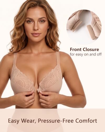 Image of Lemorosy Women's Full Figure Front Closure Racerback Underwire Everyday Bra
