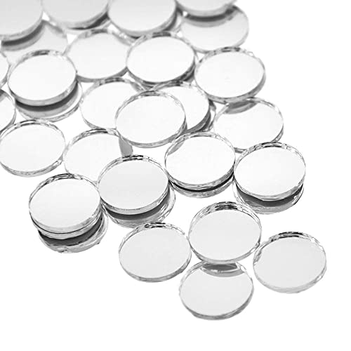 Loogool Round Mosaic Mirror Tiles 50 Pack Decorative Glass Sticker Crafts Diy Accessory (1X1Cm) #TOP2