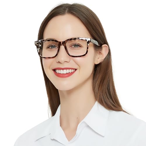 Image of Reading Glasses 3.00 for Women Designer Square Readers 1.0 1.25 1.5 1.75 2.0 2.25 2.5 2.75 3.0 3.5 4.0 5.0 6.0 (Grey Tortoise 300)