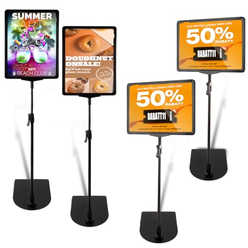 DAJAVE 4 Pcs A4 Display Stand Floor Stand A4 Sign Holder Adjustable Poster Stand Freestanding Sign Holder for Wedding, Business, Activities Display