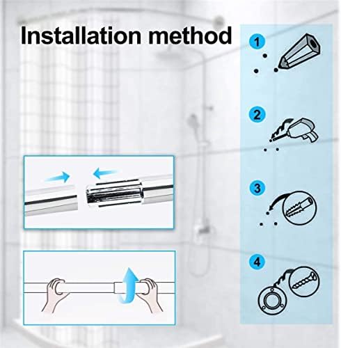 HENGI Shower Curtain Rail, L Shape Curved Shower Curtain Pole Aluminum Alloy, 30inch Shower Rail for Bath&Locker Room, Hanging Shower Pole, Drilling