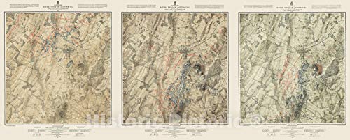 Historic Map - Map of The Battlefield of Gettysburg July 1st, 2nd, 3rd 1863, 1876, John B. Bachelder - Vintage Wall Art 44in x 18in