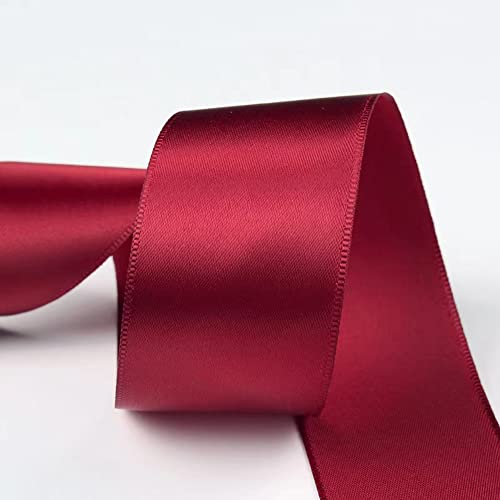 IHKFILAN Satin Ribbon in Wine (38 mm x 22.86 m) Matt Shiny Gift Ribbon for Decorating & Crafts, Weddings, Christenings - Image 3