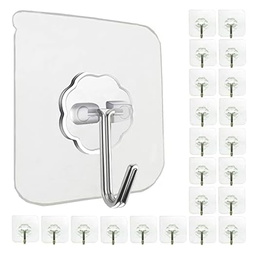 Jwxstore Ganchos de parede para pendurar 15 kg (máximo) ganchos autoadesivos para serviço pesado, pacote com 24 ganchos transparentes à prova d'água para chaves, banheiro, chuveiro,