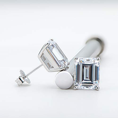 Ainuoshi Women Stud Earrings Emerald Cut Sterling Silver Earrings For Women Cubic Zirconia Hypoallergenic Piercing Earring Anniversary Birthday Gifts For Her Women Men #TOP3